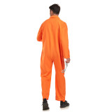 Men Adult Orange Inmate Cosplay Costume Jumpsuit Uniform Set Firefighter Suit SM1109