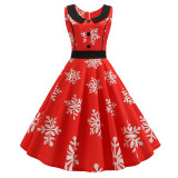 Vintage Doll Collar Polka Dot Fashion Print Midi Dress Ladies JY13904