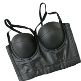 PU Leather Suspender Vest Shaping Corset Dance Party Scrub Underwear 8568