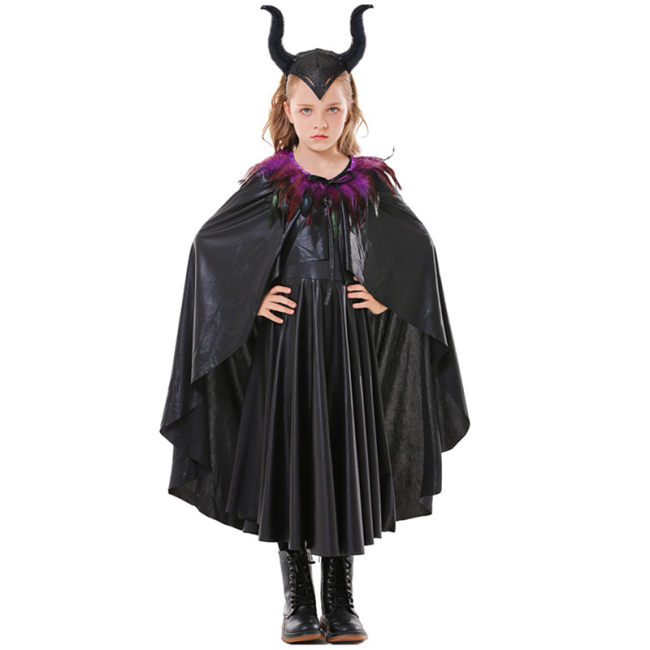 Cosplay Evil Queen Disfraces Halloween Witch Gown Girls Dress Kids Costume M40769