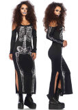 Slip up Skeleton zoobie halloween party costume long dress