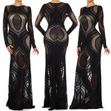 Long Sleeve Black Maxi Dress M30072