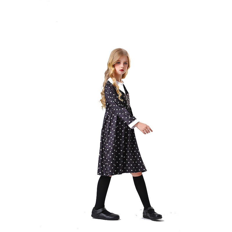 Girl Addams Family Costume Wednesday Addams Black Dress Cosplay Costume YM5820