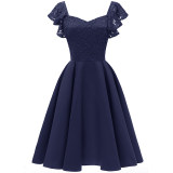Plus Size Women Amazon Explosion Butterfly Sleeve Sexy Satin Pendant Dress CD1626