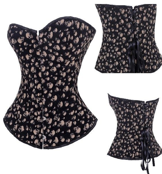 sexy black skull overbust corset m1848