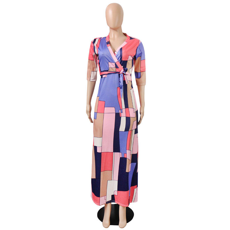 Plus Size Sexy Casual Robe Boho Party Club Long Maxi Dress Print Dress m8435