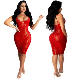 Sequins Lace Sexy Club Nightclub Halter Wedding Dress Bridal Gown X3899