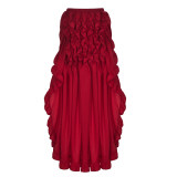 Women Lace Up 2 Layer Ruffles Tulle Asymmetrica Skirt M31714
