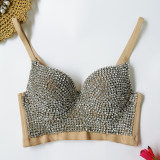 Body Shaping Wipe Chest Performance Sexy Crop Wrap Chest Nail Bead Top 8900