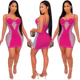 Package Hip Club Small Sling Bag Sexy Mesh One Piece Dress Women Party X5047