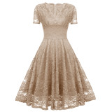 V-neck Midlength Lace Wedding Party With A Full Swing Dinner Dress CD1784