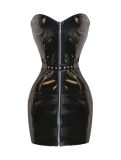 New Style Women Black Leather Dress M7269