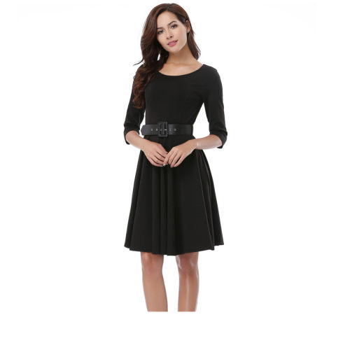 Pretty Fashion Office Lady Summer Casual Woman Dress With Belt