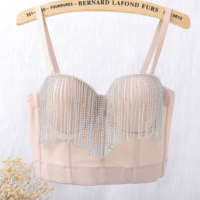 Tassel Drill Chain Shaping Short Style Backless Suspender Underwear 8045