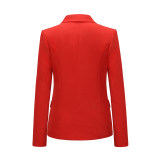 Short Suit Jacket Double Breasted Top Coat Solid Color Women Blazer H2013