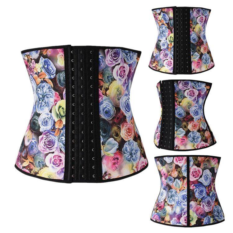 2016 New Style Flower 9 Steel Bones Latex Corsets M1303E