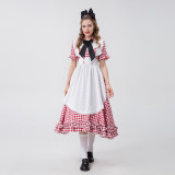 Halloween Farm Checked Lace Oktoberfest Costume Maid Master Dress YM0925