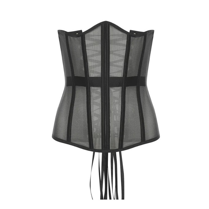 Slim Fit Strap Adjusting Rubber Bone French With Gauze Breathable Corset WK2320