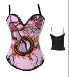 pink color sexy cotton straps corset m1937A