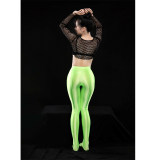 Sexy Thin Transparent Oil Women Shine Leggings Dance Yoga Pants XX1851