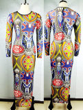 Newest Vintage Print Midi Dress M30130