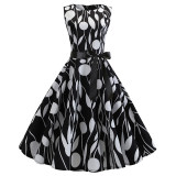 Slim The Bhole Body Printed Custom  Vintage Sleeveless Dress JY13420