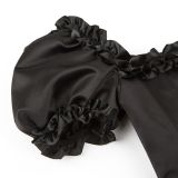 Black Sexy Ruffle Sleeves Lace-up Steampunk Victorian Overbust Corset Top WK2206