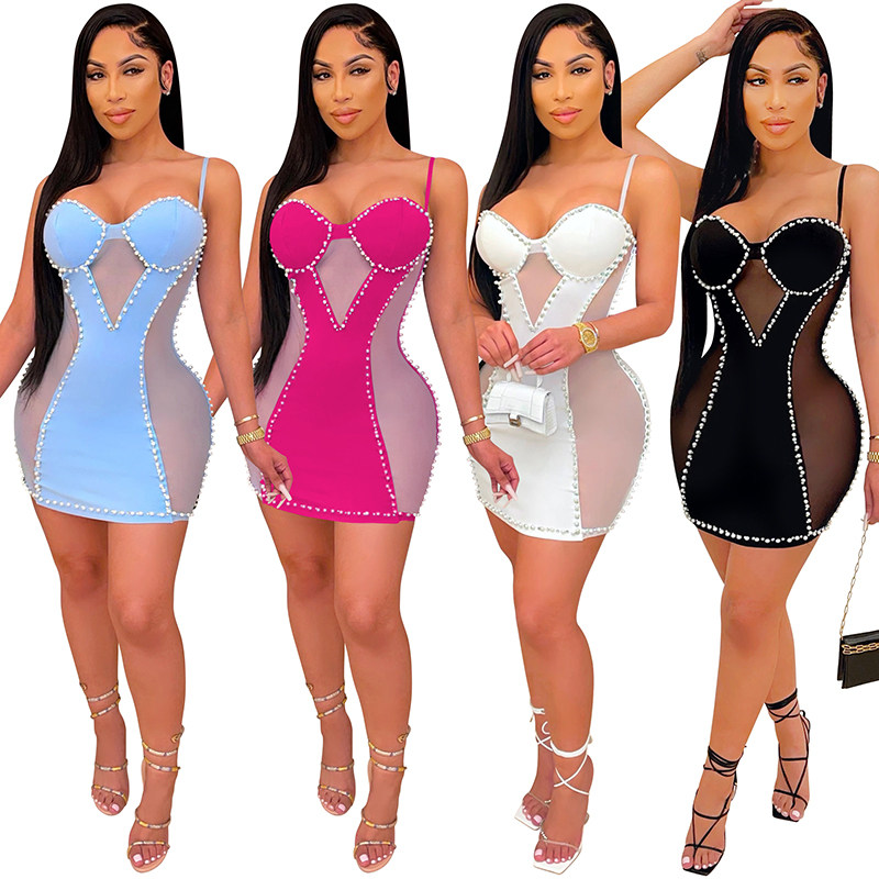 Package Hip Club Small Sling Bag Sexy Mesh One Piece Dress Women Party X5047