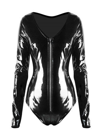 Black Leather Sleeve Jumsuit M7270