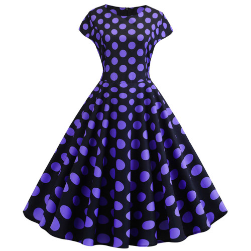2022 Polka Dot Women Waist Temperament Swing Elegant Dress JY13654