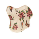 Belly Oil Painting Wind Corset Top Yarn Dyed Jacquard Fish Bone Waist Corset 22048