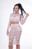 Sexy Black And White Lace Design Bodycon Midi Dress M3969