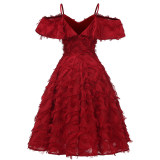 Fringed Ruffle Women Summer Ladies Evening Party Retro Cocktail Dresses CD1704