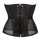 Black Mesh Women Waist Shrinkable Breathable Shapewear Corset Sexy Bustier WK2271