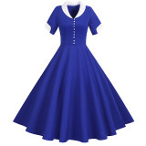 Solid Color Leisure Ball Gown Suit Collar Classy Slim Women Dresses JY14792