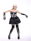 2017 6pcs Funny Cartoon Skull Bone Printed High Quality Sexy Dress M40254