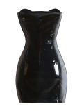 New Style Women Black Leather Dress M7269