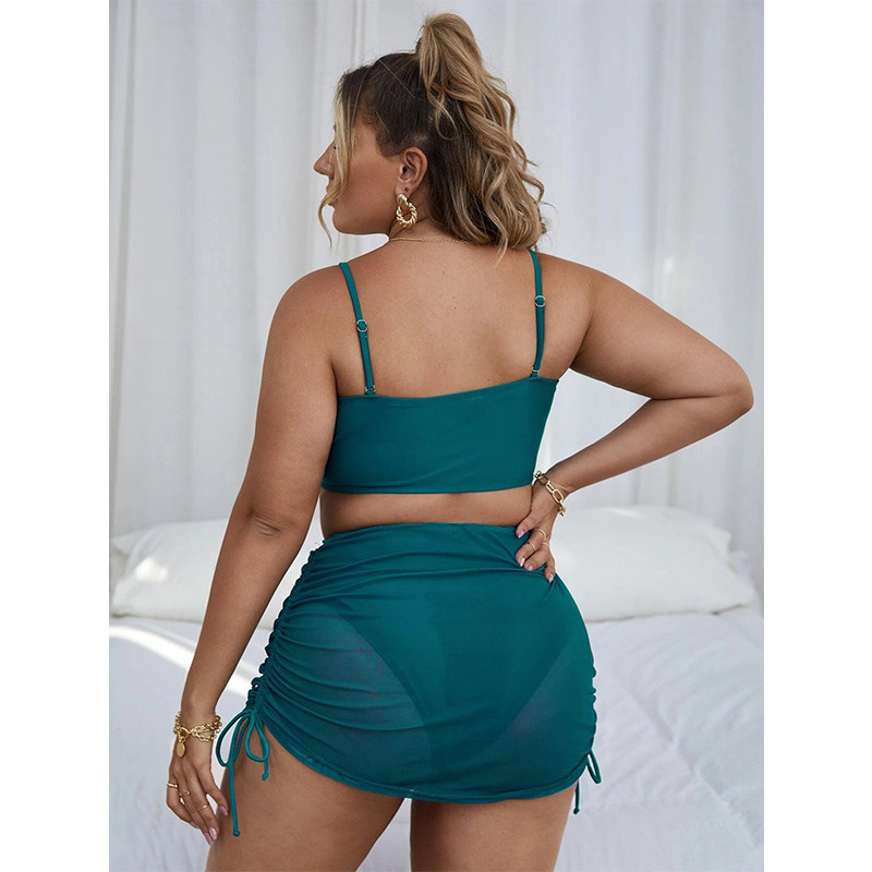 Sexy Fat Women Three Piece Plus Size Bikini Bathing Suit Beachwear Swimwear 495