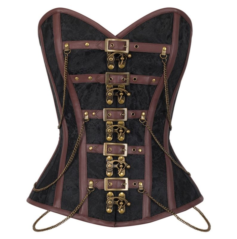 Brown Deluxe Chaining Steel Boned Corset m1384