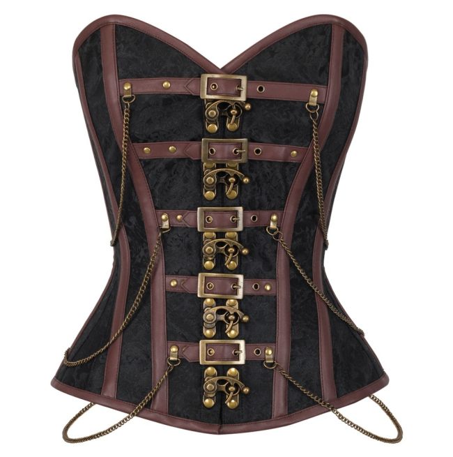 Brown Deluxe Chaining Steel Boned Corset m1384
