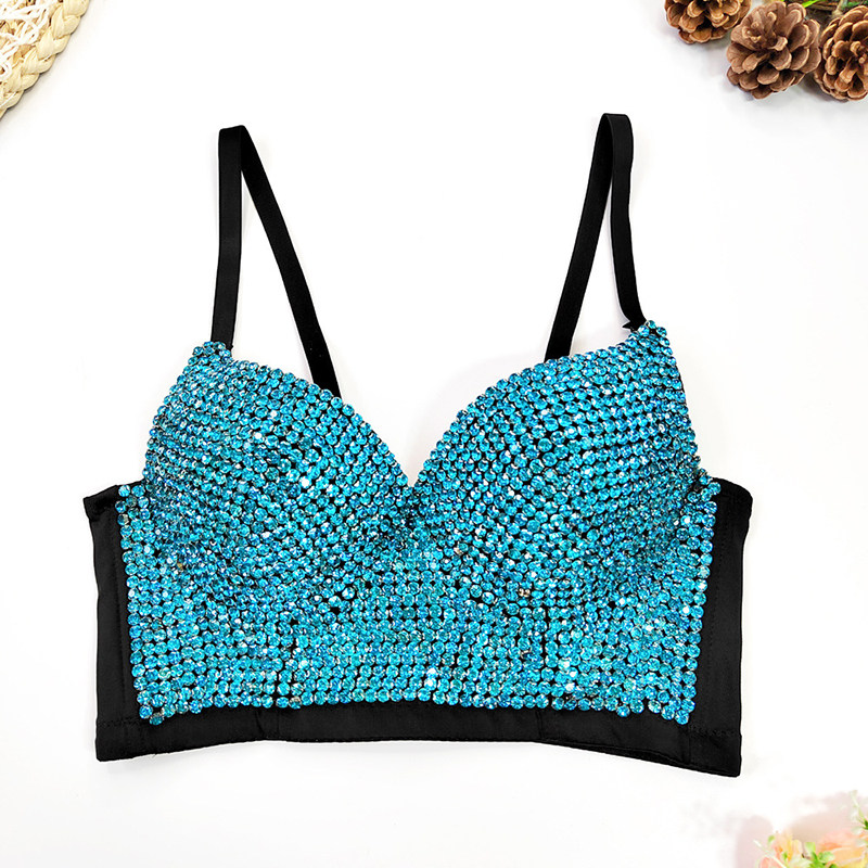 Body Shaping Wipe Chest Performance Sexy Crop Wrap Chest Nail Bead Top 8900
