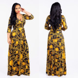 Hot Sale Long Printed Lady Dresses Casual Maxi Dress Women M8193