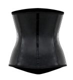 Black Smooth Latex Hook Eye 4 Steel Boned Waist Training Corset  M1303U