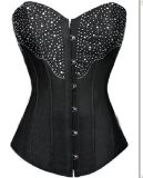 sexy black satin corset M1787