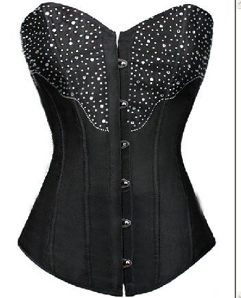 sexy black satin corset M1787