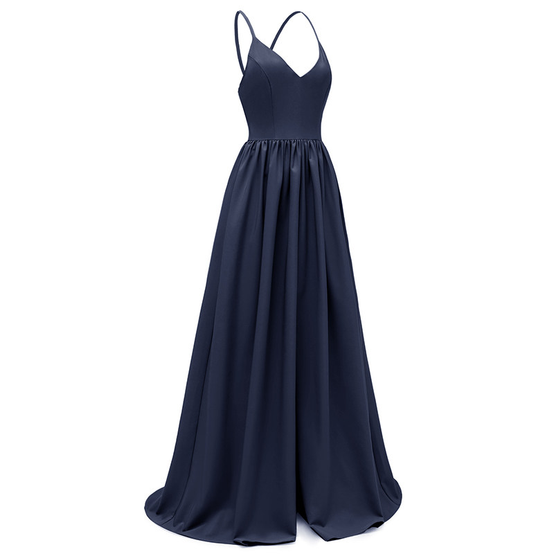 Sexy Backless Cross Slip Black Maxi Dresses Women Lady Elegant CD1686