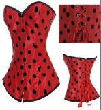 red satin corset with black dot m1849b