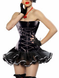 women tight faux leather corset with skirt m1207E