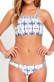 Hot Beach women Swimwear Palm Tree Printing Swimwear Crop Top Bikini