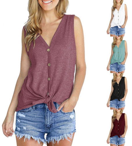 Sleeveless Knitted Tank Tops Women V-neck Vest M5786